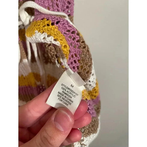 Ultra Flirt Purple Striped Open Knit Tie Front Cropped Vest‎ - Picture 7 of 7